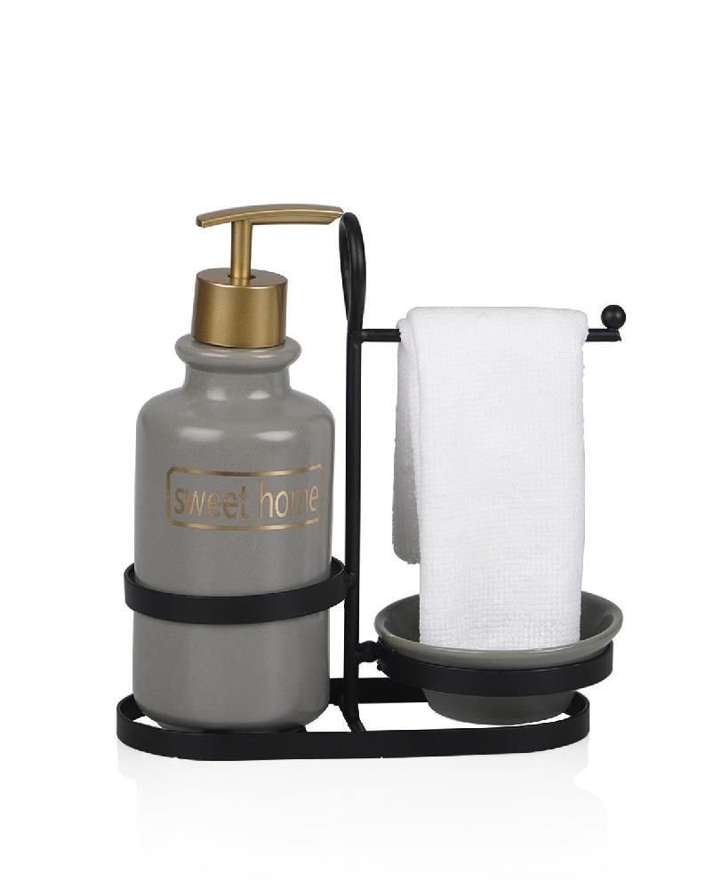 GRİ SIVI SABUNLUK SET