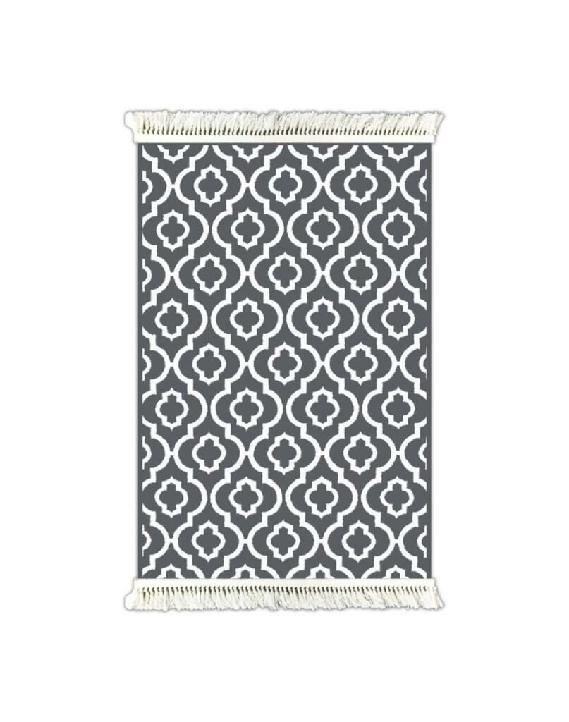 6013İKAT DESEN ANTRASİT KAYDIRMAZ HALI 80x150cm