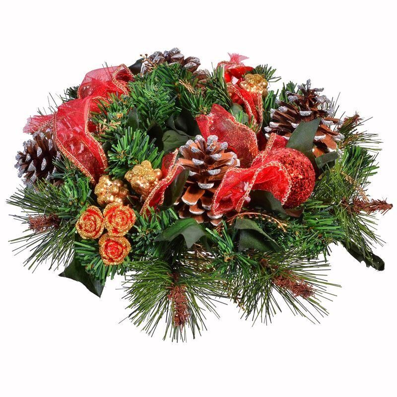 KIRMIZI YEŞİL NOEL ÇAM DEKOR/KAPI SÜSÜ 26CM