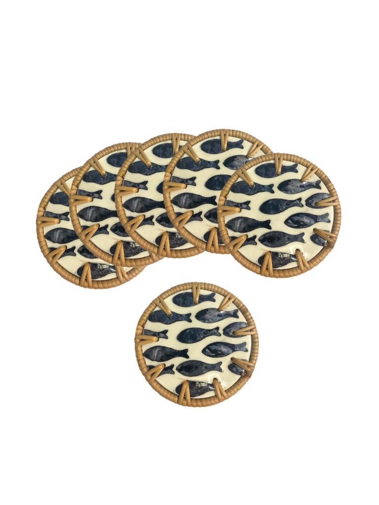 BALIK DESEN 6'LI BARDAK ALTLIĞI 10CM