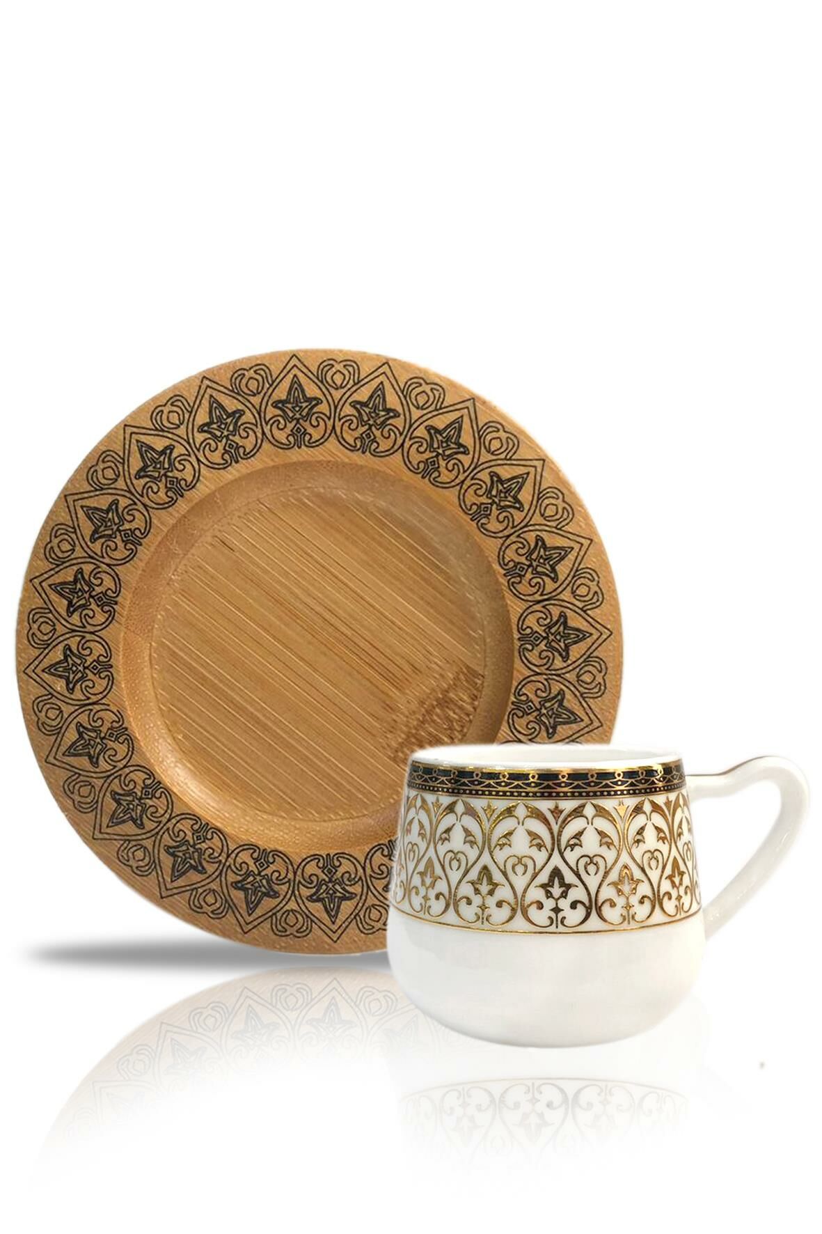 BAMBU TABAKLI 6'LI TÜRK KAHVESİ FİNCANI DESEN4