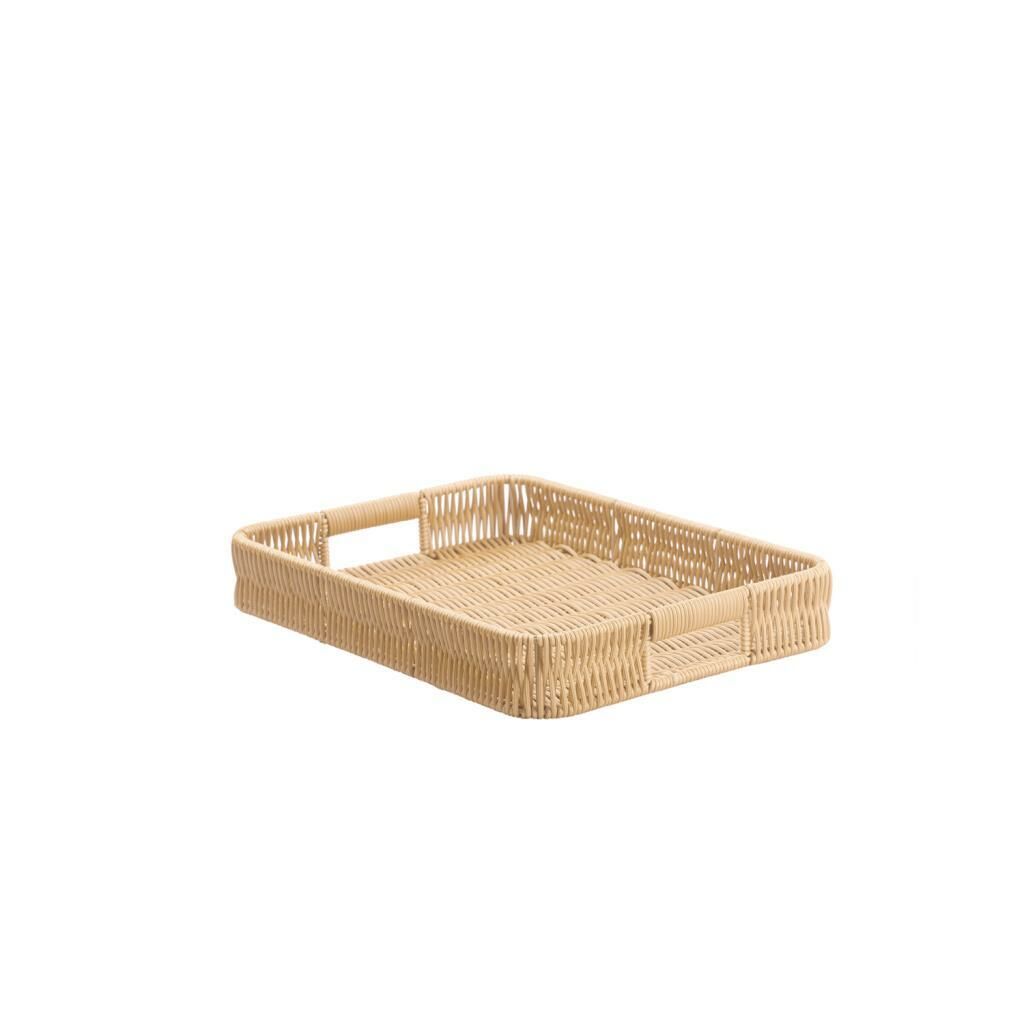 SENTETİK HASIR BEJ KARE TEPSİ 25CM