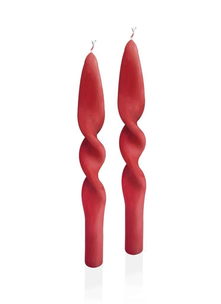 BORDO BURGU 2'Lİ ŞAMDAN MUM 25CM