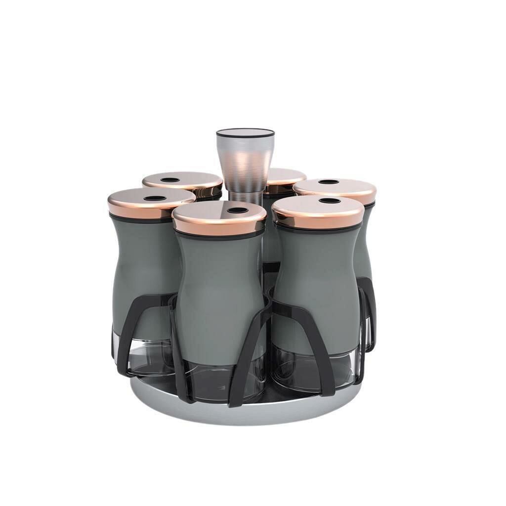 GRİ BAKIR 7 PARÇA DÖNER BAHARAT SET