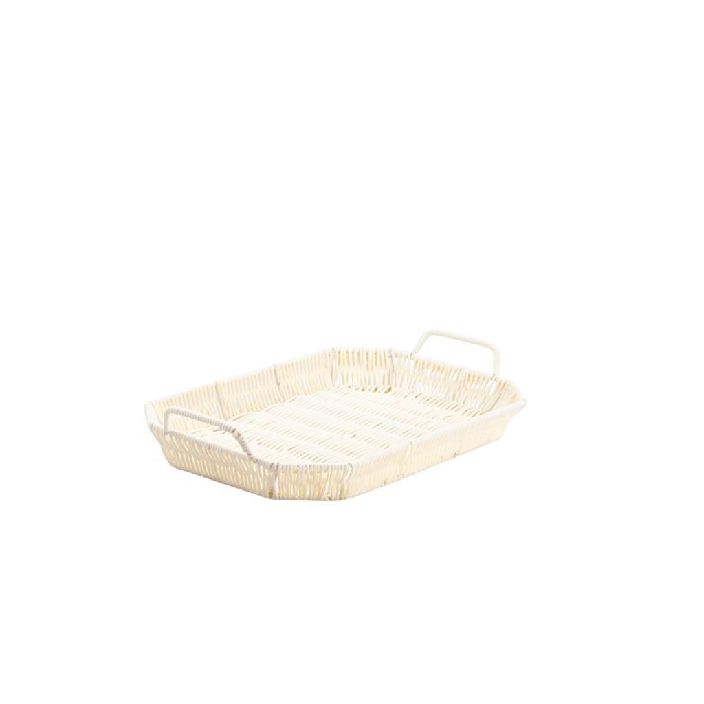 SENTETİK HASIR KREM DİKDÖRTGEN TEPSİ 36X25CM