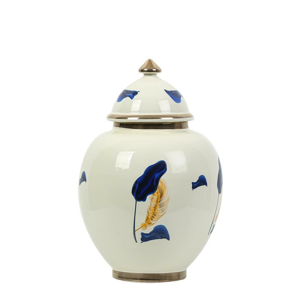 MAVİ ALTIN YAPRAK DESEN KÜP 35CM