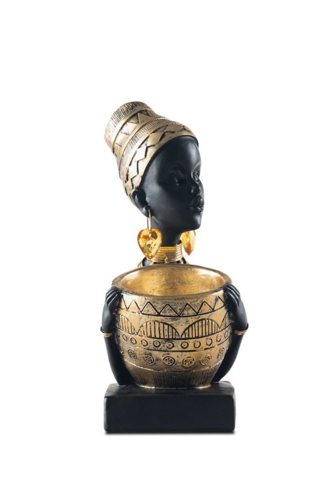 SİYAH ALTIN AFRİKALI KADIN BİBLO/DEKORATİF KASE 24X12CM