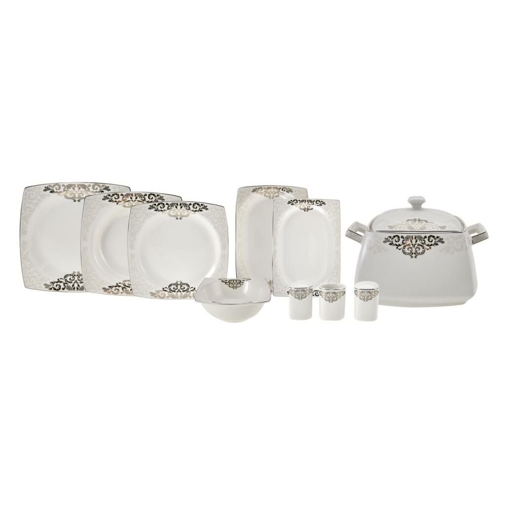 KARACA NAZENDE CREAM 60 PARÇA NEW BONE KARE YEMEK TAKIMI