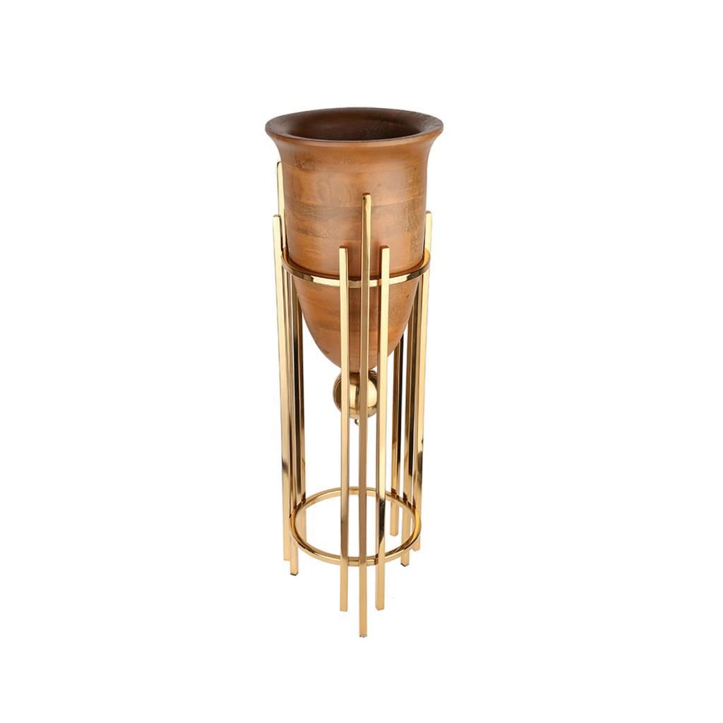 GOLD METAL AYAKLI AHŞAP ÇİÇEKLİK 90CM