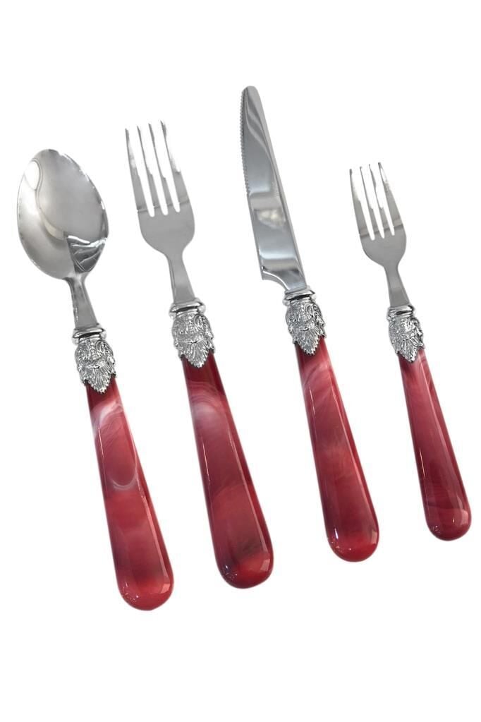 BORDO MERMER 6 KİŞİLİK 24 PARÇA ÇATAL KAŞIK BIÇAK