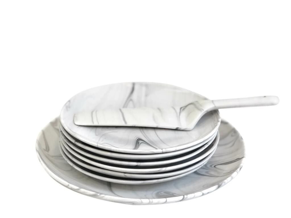 AROW MERMER DESEN 8 PARÇA PORSELEN PASTA SERVİS SETİ