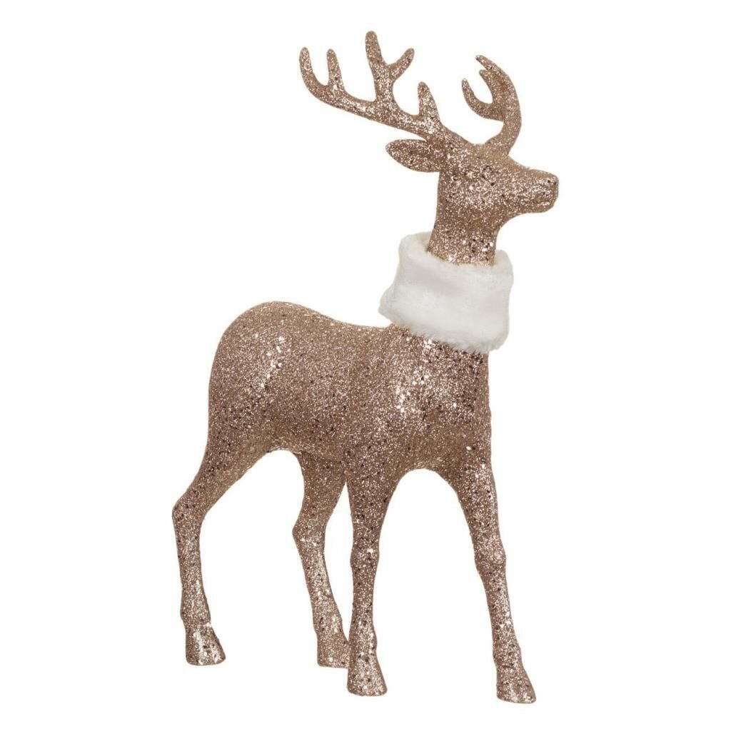 BRONZ ALTIN SİMLİ NOEL GEYİK DEKOR 27CM