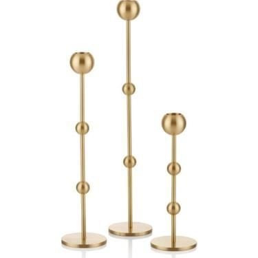 BRASS PİRİNÇ 3'LÜ ŞAMDAN