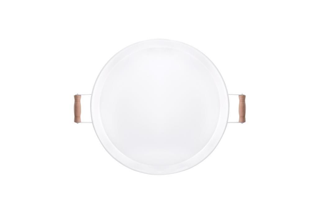 AHŞAP KULPLU BEYAZ TEPSİ 47CM