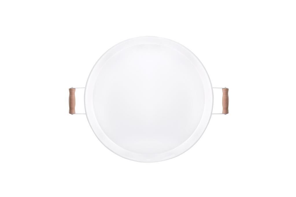 AHŞAP KULPLU BEYAZ TEPSİ 36CM