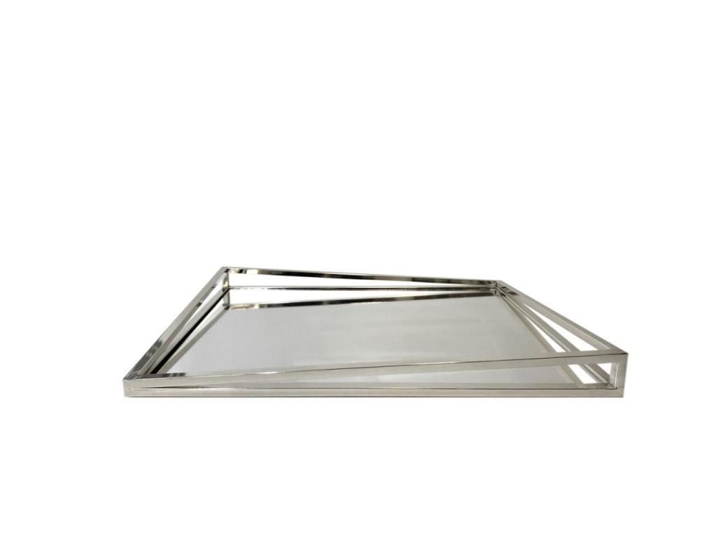 ASİMETRİK GÜMÜŞ DİKDÖRTGEN TEPSİ 34CM
