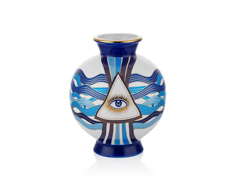 BLUE EYE MAVİ BEYAZ VAZO 23CM