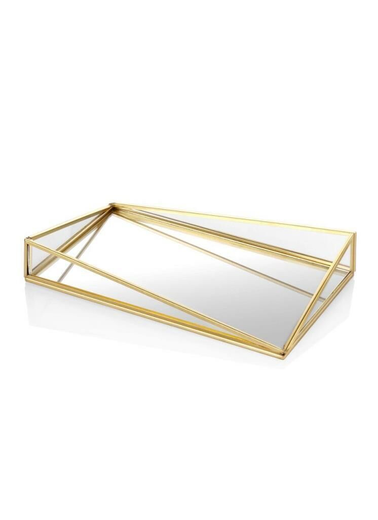 BRASS ALTIN AYNALI TEPSİ 33X20 CM