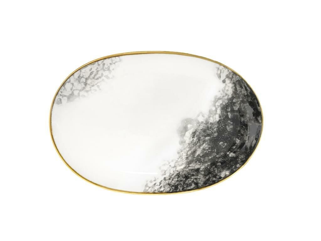 BULUT DESEN OVAL SERVİS TABAK 33CM