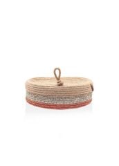 KİREMİT BAMBU JÜT OVAL KAPAKLI SEPET 35X24X12CM