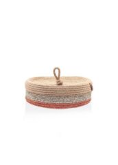 KİREMİT BAMBU JÜT OVAL KAPAKLI SEPET 35X24X12CM
