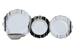 SİYAH BEYAZ 6 KİŞİLİK 24 PARÇA YEMEK TAKIMI