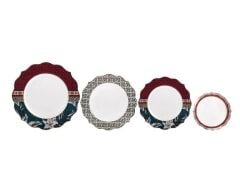 KIRMIZI MAVİ TROPİK 6 KİŞİLİK 24 PARÇA YEMEK TAKIMI