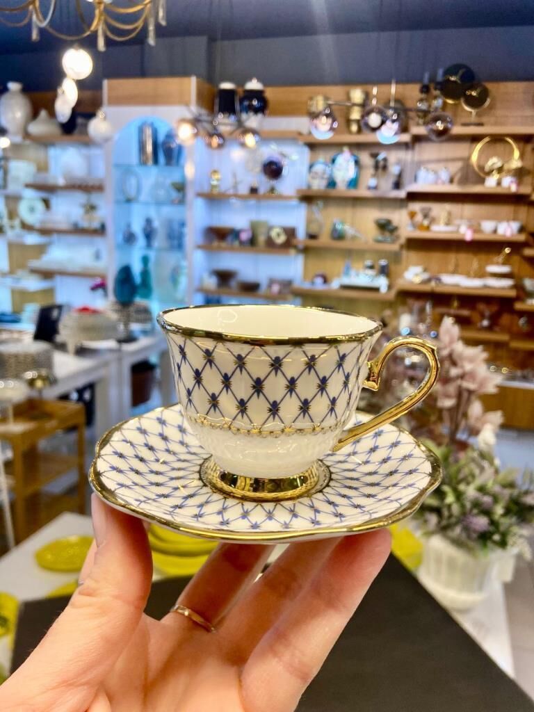 LACİVERT ALTIN 6 KİŞİLİK TÜRK KAHVESİ FİNCANI