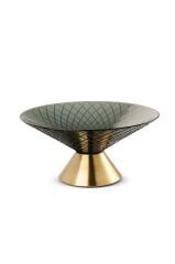 SİYAH ALTIN AYAKLI DEKORATİF TABAK/KASE 32X15CM