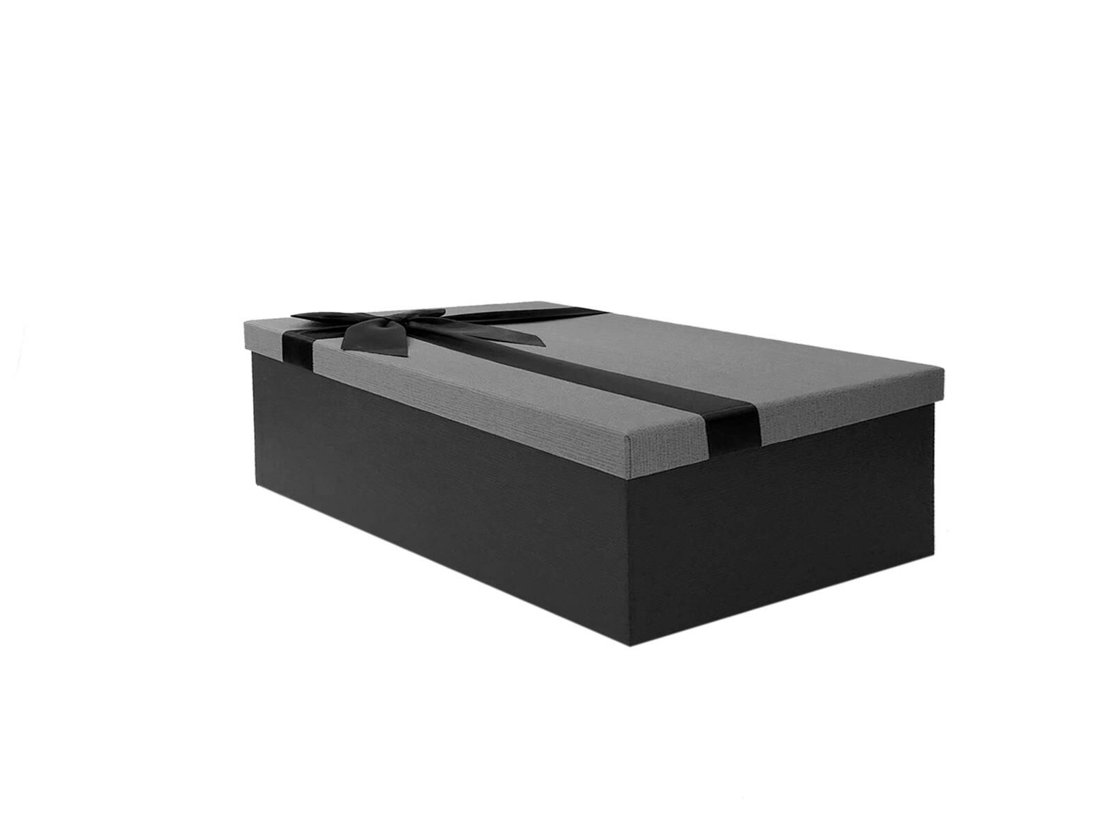 SİYAH GRİ FİYONKLU KUTU 28CM