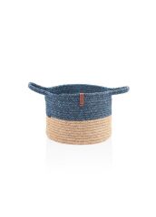 LACİVERT BAMBU JÜT YUVARLAK KULPLU SEPET 25X20CM