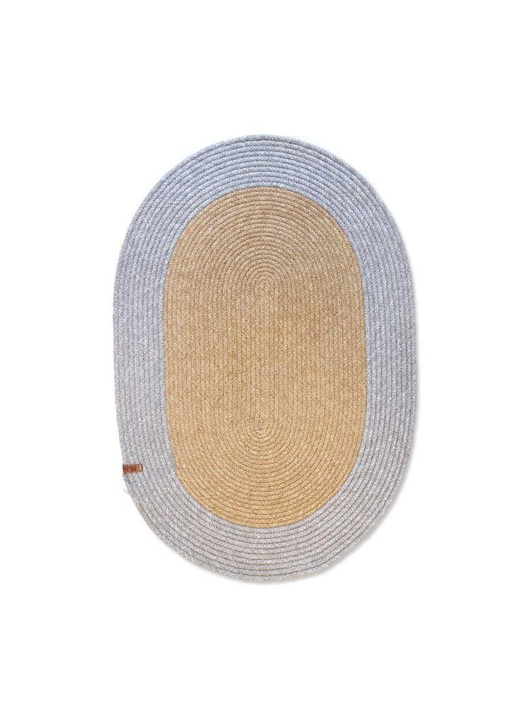 GRİ BAMBU JÜT OVAL HALI/PASPAS 90X60CM