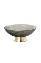 HAKİ ALTIN AYAKLI DEKORATİF TABAK/KASE 34X14CM