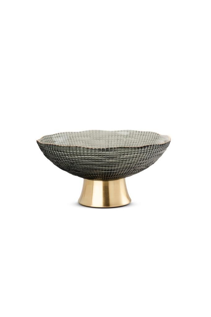 HAKİ ALTIN AYAKLI DEKORATİF TABAK/KASE 25X12CM