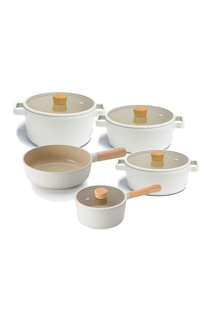 NEOFLAM FİKA BEJ 9 PARÇA TENCERE TAVA SET