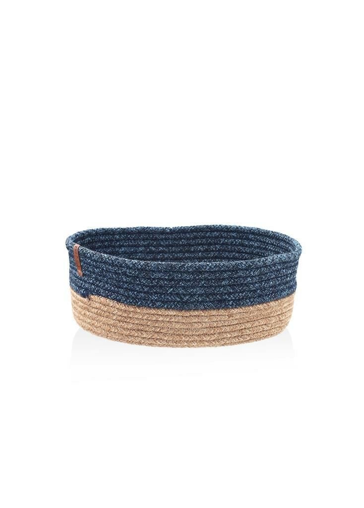 LACİVERT BAMBU JÜT OVAL SEPET 35X24X12CM