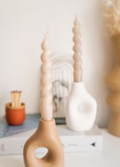 CANDY BEJ 2'Lİ ŞAMDAN MUM 17CM