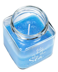 MAVİ CAM KAVANOZ MUM 6X6X9CM