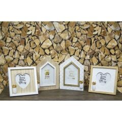 AHŞAP KARE KAHVE KALP ÇERÇEVE 17x17 cm