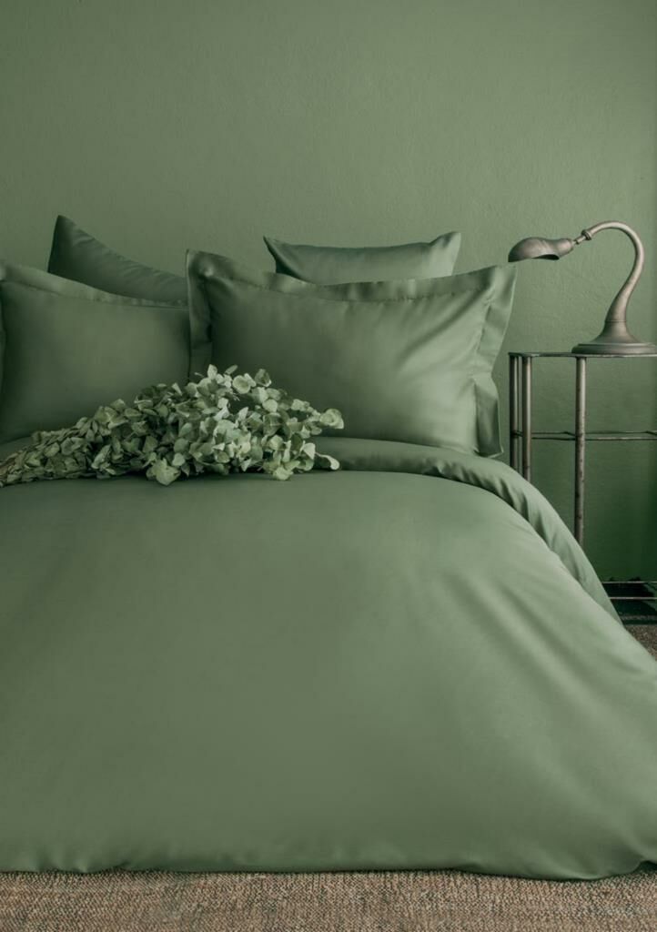 SIMPLY FOREST GREEN PAMUK SATEN ÇİFT KİŞİLİK NEVRESİM TAKIMI