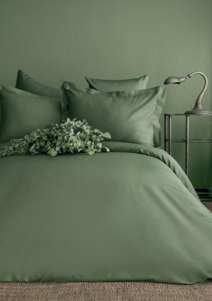 SIMPLY FOREST GREEN PAMUK SATEN ÇİFT KİŞİLİK NEVRESİM TAKIMI
