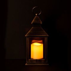 BAKIR ESKİTME LED MUMLU FENER 11X24CM