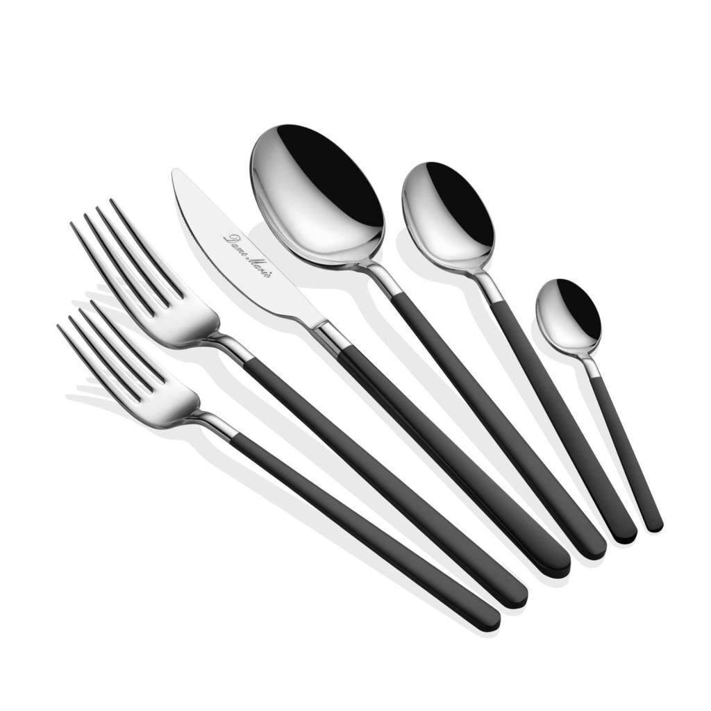 ALLEGRA SİYAH GÜMÜŞ 36 PARÇA ÇATAL KAŞIK BIÇAK SETİ