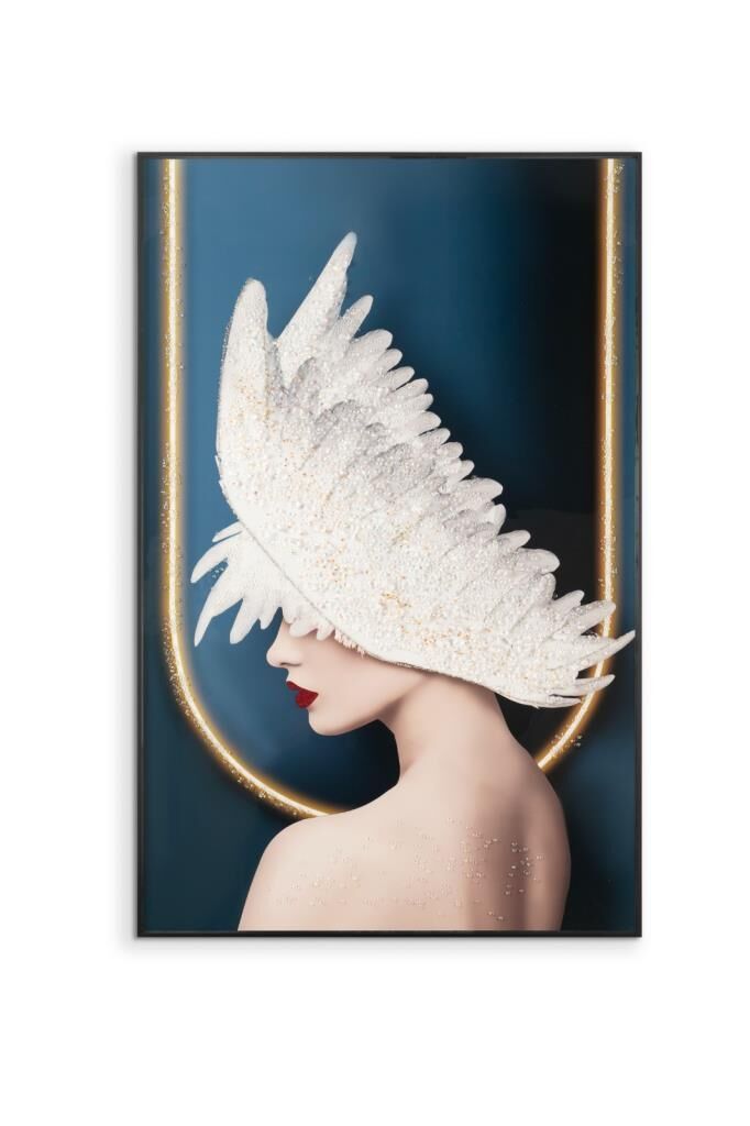 LACİVERT BEYAZ KADIN AKRİLİK TAŞLI TABLO 110X70CM