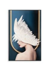 LACİVERT BEYAZ KADIN AKRİLİK TAŞLI TABLO 110X70CM