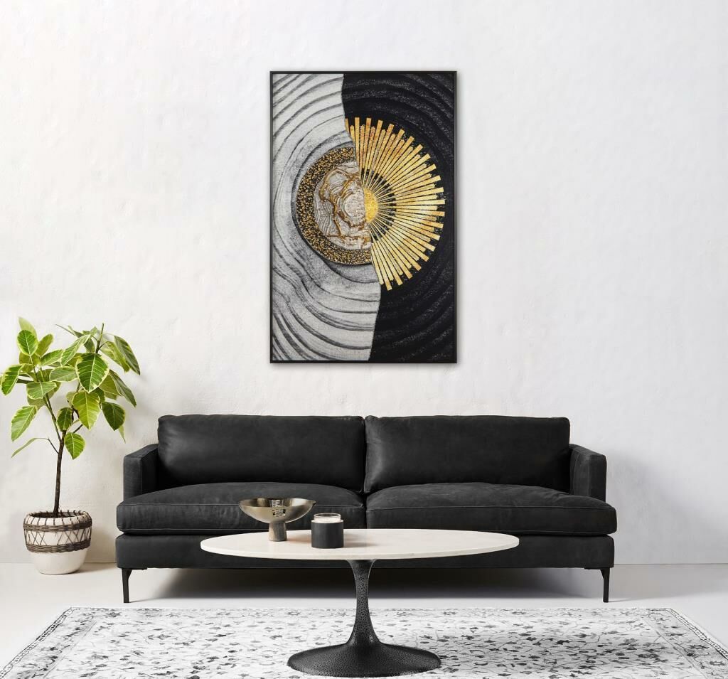 SİYAH ALTIN AKRİLİK TAŞLI TABLO 70X110CM