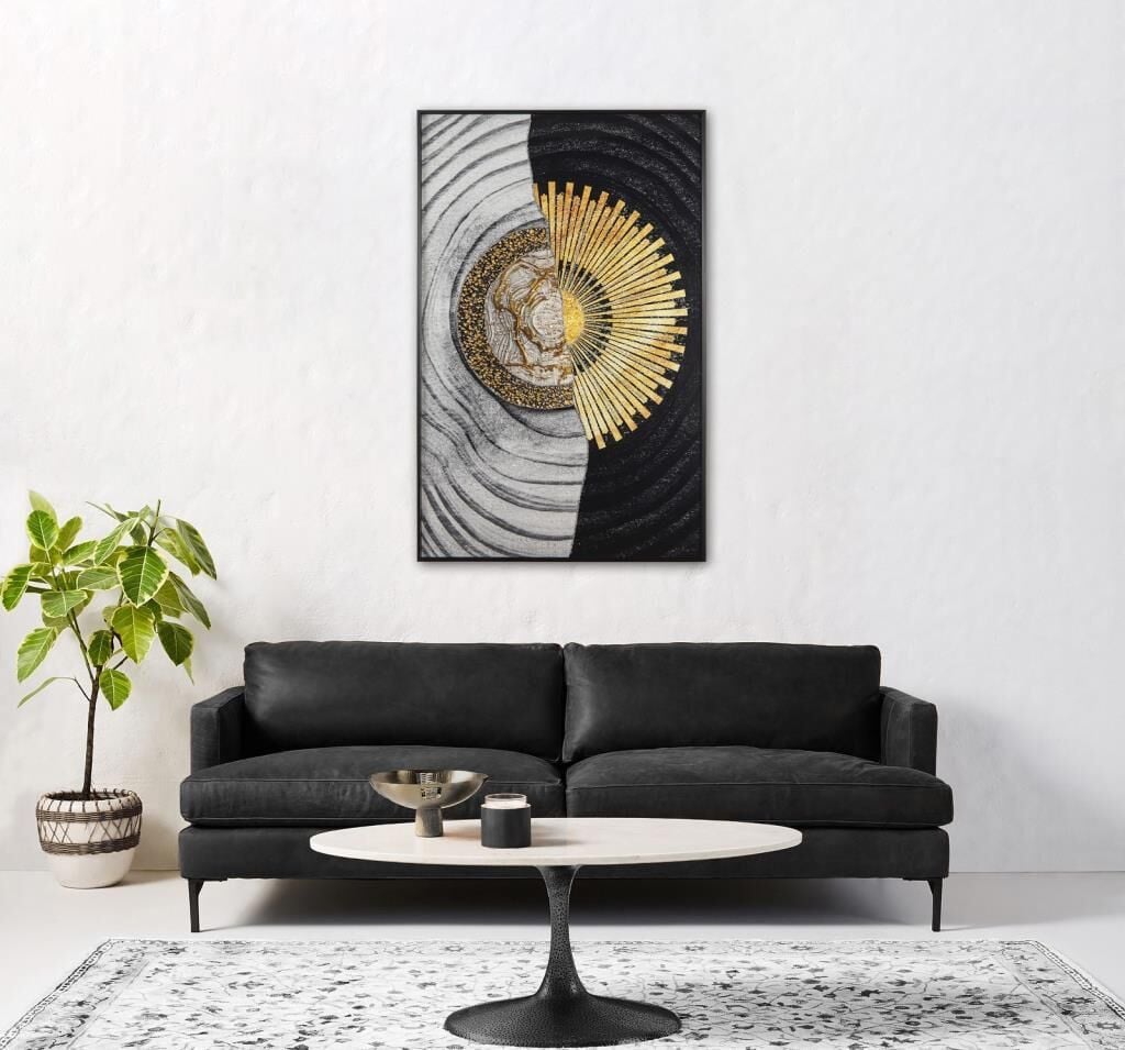 SİYAH ALTIN AKRİLİK TAŞLI TABLO 70X110CM