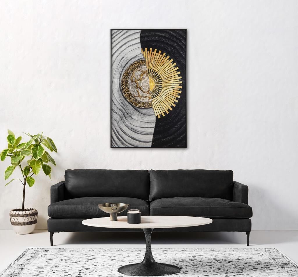 SİYAH ALTIN AKRİLİK TAŞLI TABLO 70X110CM
