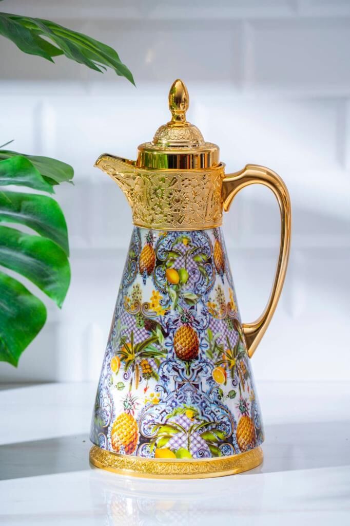 CAPRİ ALTIN DESEN1 PORSELEN CAMLI TERMOS