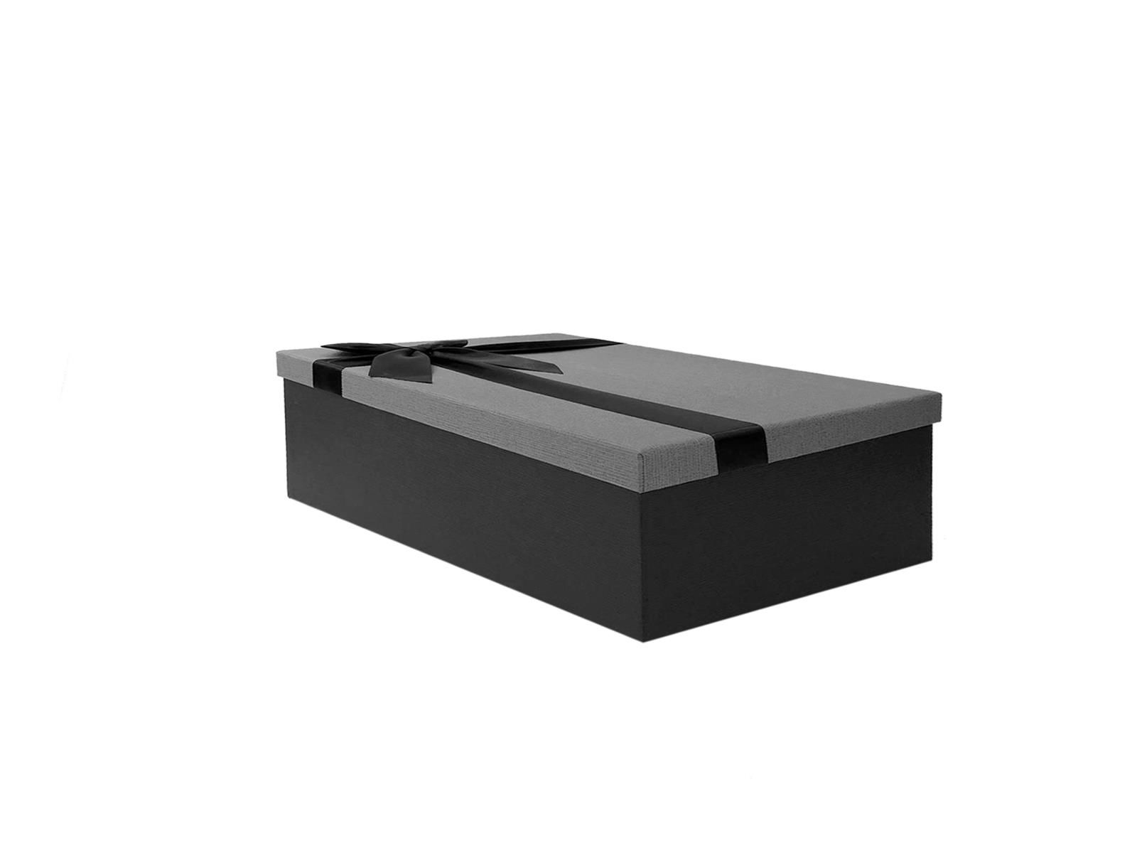 SİYAH GRİ FİYONKLU KUTU 24CM